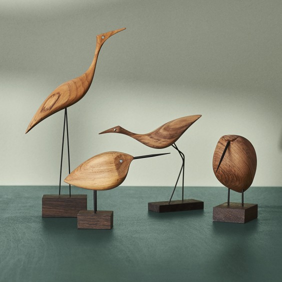 Warm Nordic Beak Bird Tall Heron wooden figurine - Agof Store